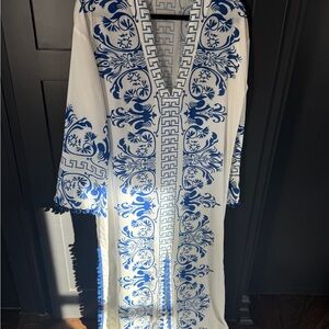 Elegant Blue and White Maxi Dress